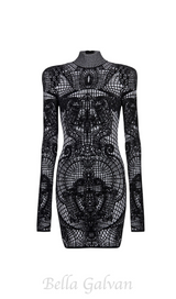 graphic-print fitted mini dress