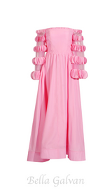 petals strapless tulle maxi dress in pink