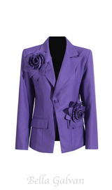 Aharon Flower Lapel Cross Blazer