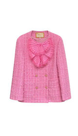 PINK BOW TWEED LOOSE BLAZER