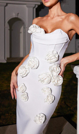 STRAPLESS FLOWER BANDAGE DRESS