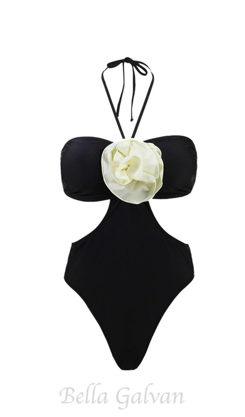 FLOWER HALTER SWIMSUIT