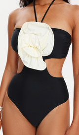 FLOWER HALTER SWIMSUIT