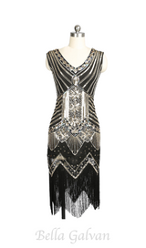 V NECK FRINGE SEQUIN DRESS