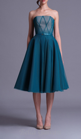 TEAL OMBRE SOFT NET MIDI DRESS