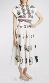 GRAPHIC PRINT COTTON MIDI DRESS