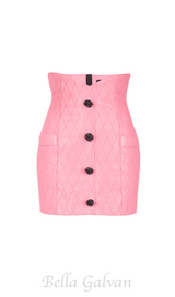 PINK TULIP MINI DRESS IN QUILTED LEATHER