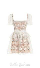 GUIPURE LACE LAYERED MINI DRESS