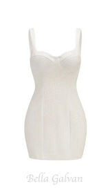 PEARL STUDDED WHITE MINI BODYCON DRESS