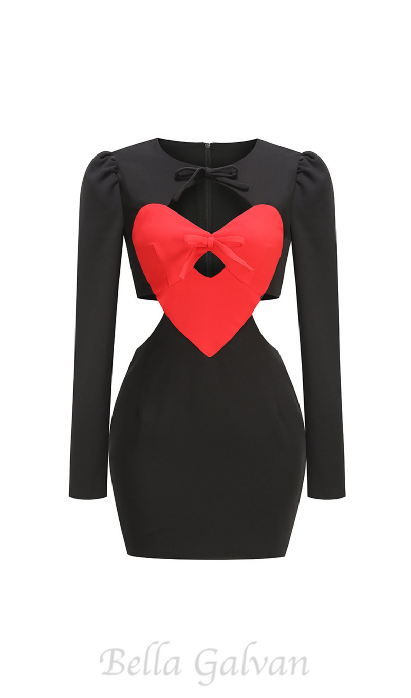 HEART BOW CUTOUT MINI DRESS