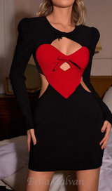 HEART BOW CUTOUT MINI DRESS