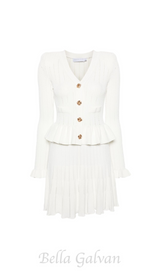 URSULA WHITE KNIT PEPLUM MINI DRESS