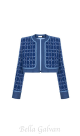 Cathy patchwork Tweed Jacket in blue