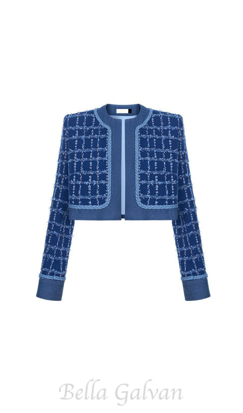 Cathy patchwork Tweed Jacket in blue