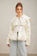 Joslyn white sequined down coat