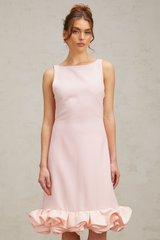 Charlène pink ruffled sleeveless midi dress