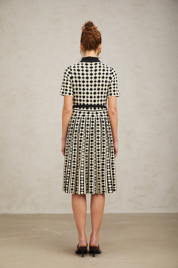 Xavière color-blocked polka-dot knit midi dress