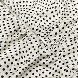 WHITE POLKA DOT PUFF SLEEVE RUCHED RUFFLE HEM DRESS