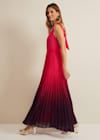 ombre pleated draped maxi dress