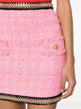 CHAIN-EMBELLISHED TWEED MINI SKIRT IN PINK