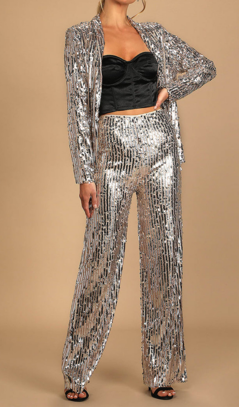 Silver Multi Sequin pants