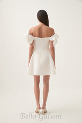 Etta flower strapless mini dress in ivory