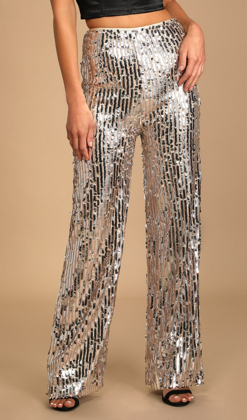 Silver Multi Sequin pants