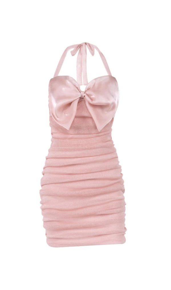 HALTER WAIST-TIGHTENING DRESS IN PINK