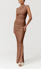 VEGA RUCHED FRONT MIDI DRESS