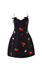 BLACK ROSE SLIP MINI DRESS