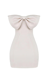 IVORY SATIN CRYSTAL EMBELLISHED BOW DRESS