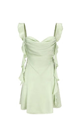 GREEN STRAP BACKLESS MINI DRESS