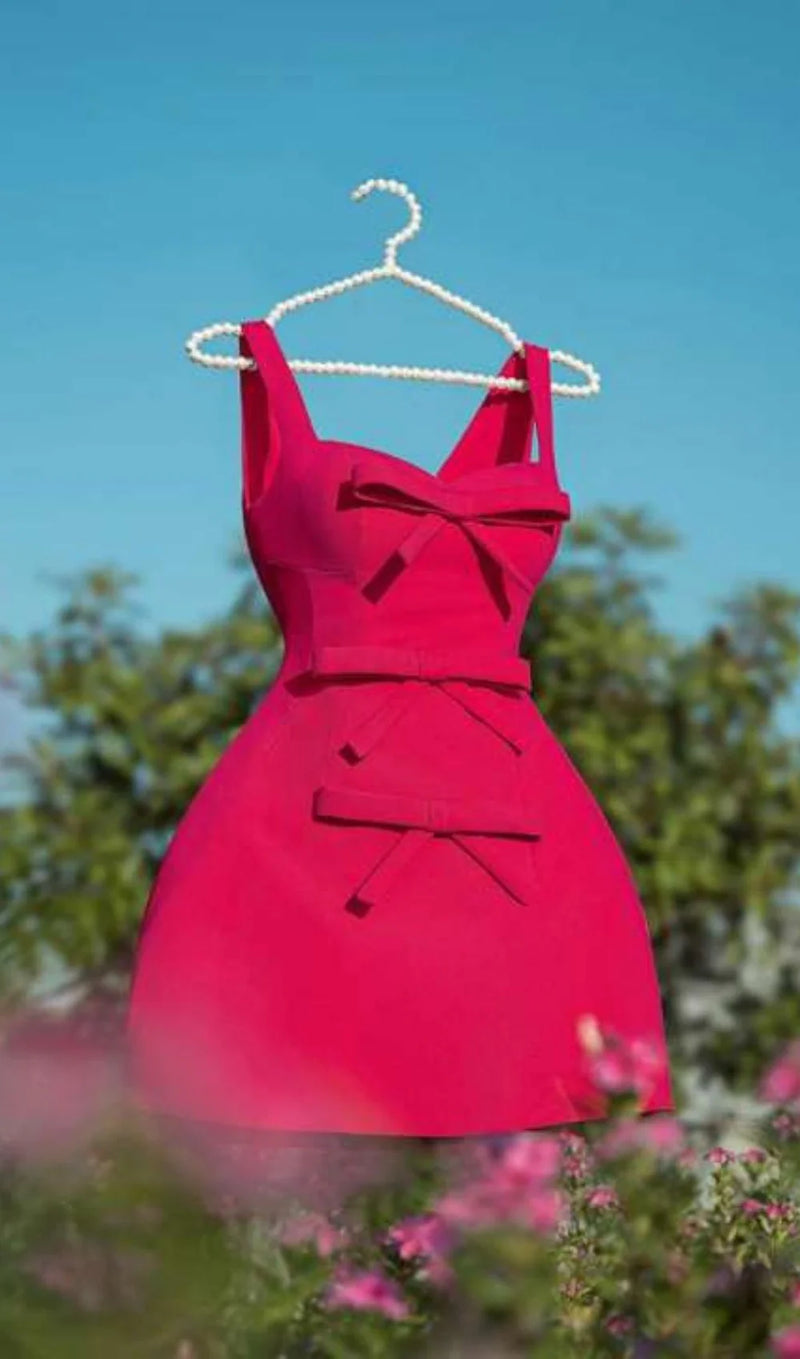 PINK BOWKNOT STRAPPY MINI DRESS