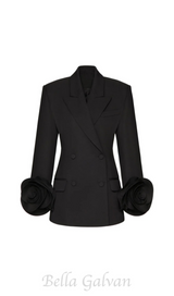 Sophia Rose Appliqué Blazer in Black