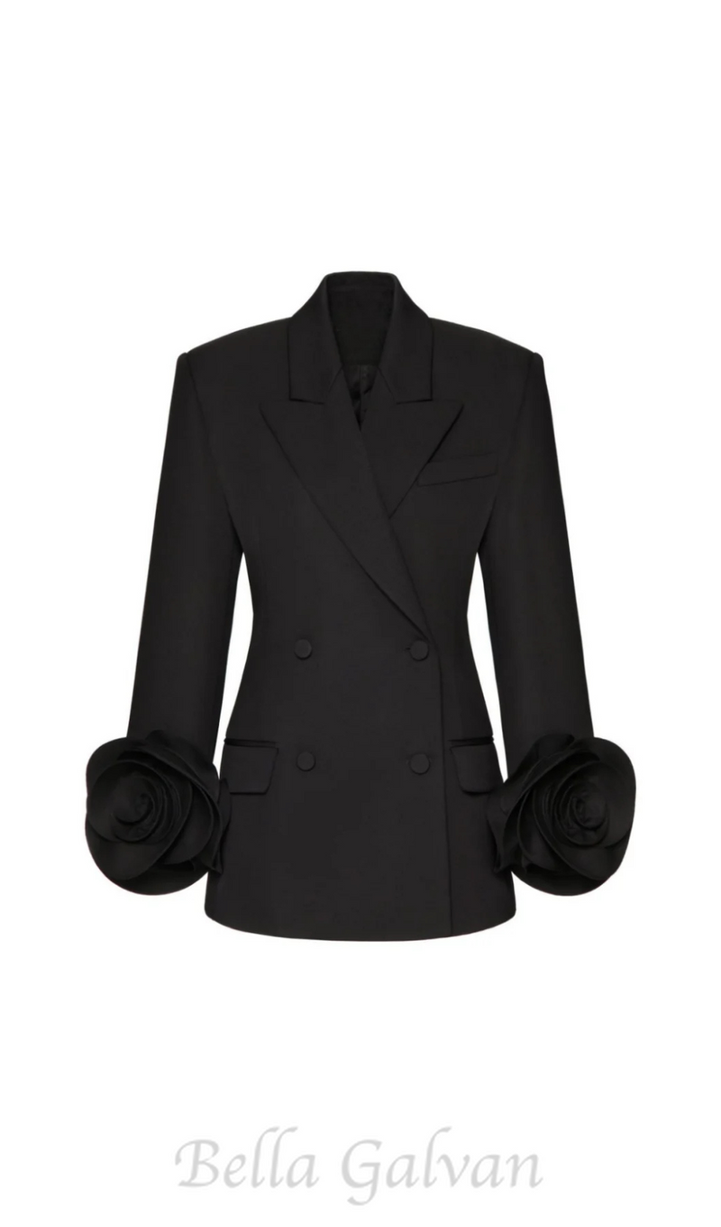 Sophia Rose Appliqué Blazer in Black