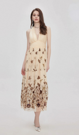 Joséphine halterneck butterfly-motif tulle midi dress