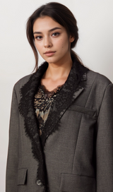 Dianthe grey lace-panel blazer