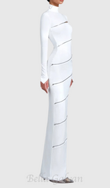 Aloysius Zipper Bodycon Maxi Dress In White