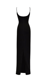 White Crepe Flowers Maxi Dress In Black