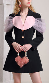 BLACK HEART DECOR JACKET DRESS