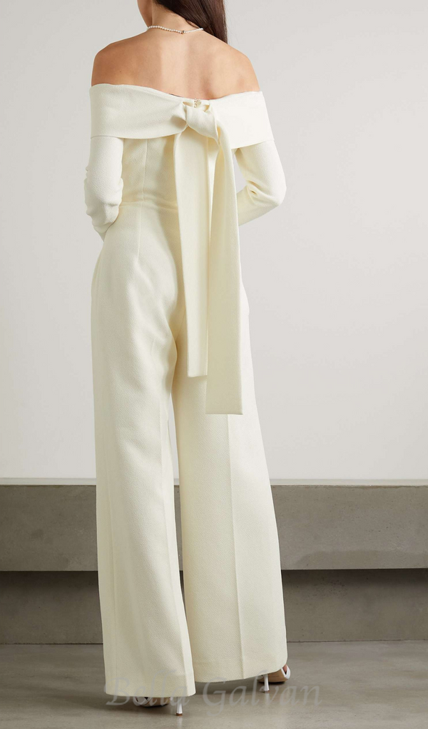 DOMINIC OFF-THE-SHOULDER CREPE JUMPSUIT IN IVORY