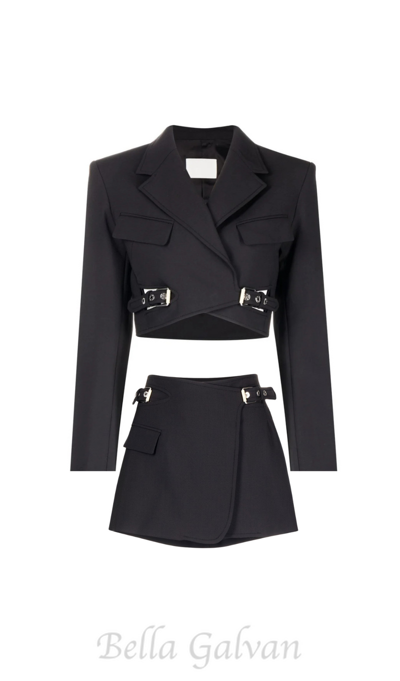 Jayla Cropped Cutout Blazer in Black