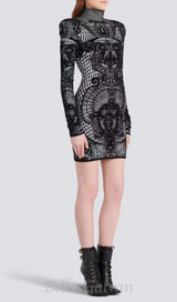 graphic-print fitted mini dress