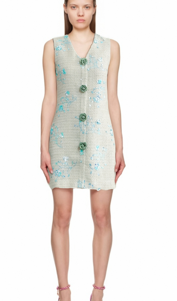 Madeleine white floral embellished mini dress