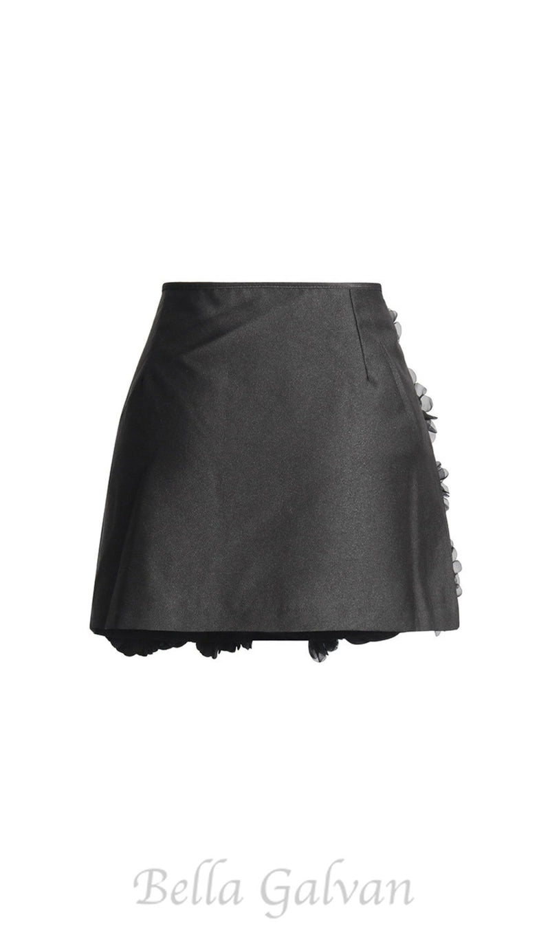 ANCHALEE BLACK FLOWER MINI SKIRT