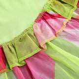 STRAPLESS SILK MAXI DRESS IN LIME ANTHURIUM