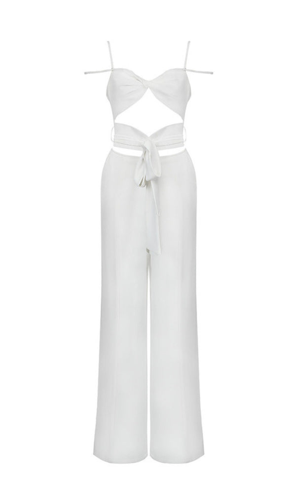 CUTOUT SLEEVELESS JUMPSUIT IN WHITE