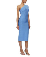 Abigail one-shoulder bandage midi Dress in blue