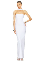 CUTOUT HALTER BACKLESS DRESS IN WHITE