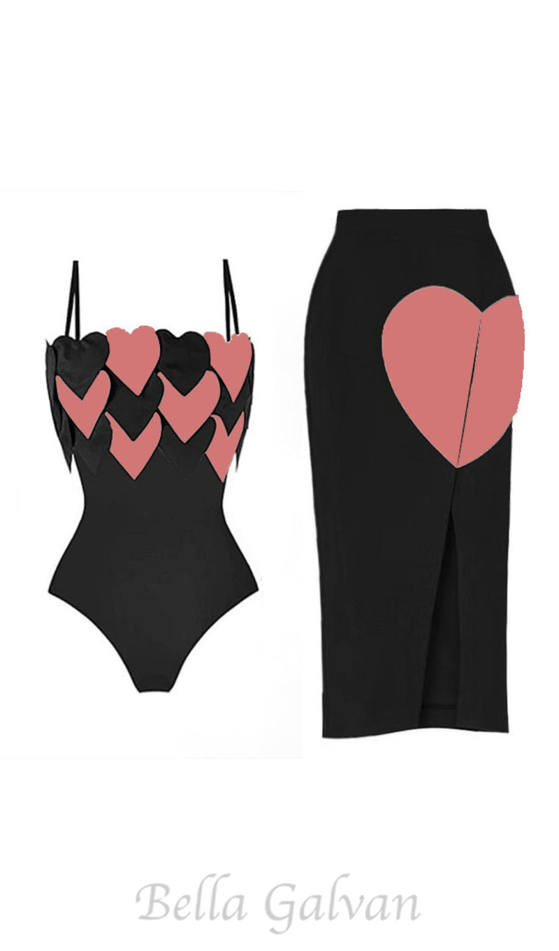 PINK HEART EMBELLISHED SWIMSUIT